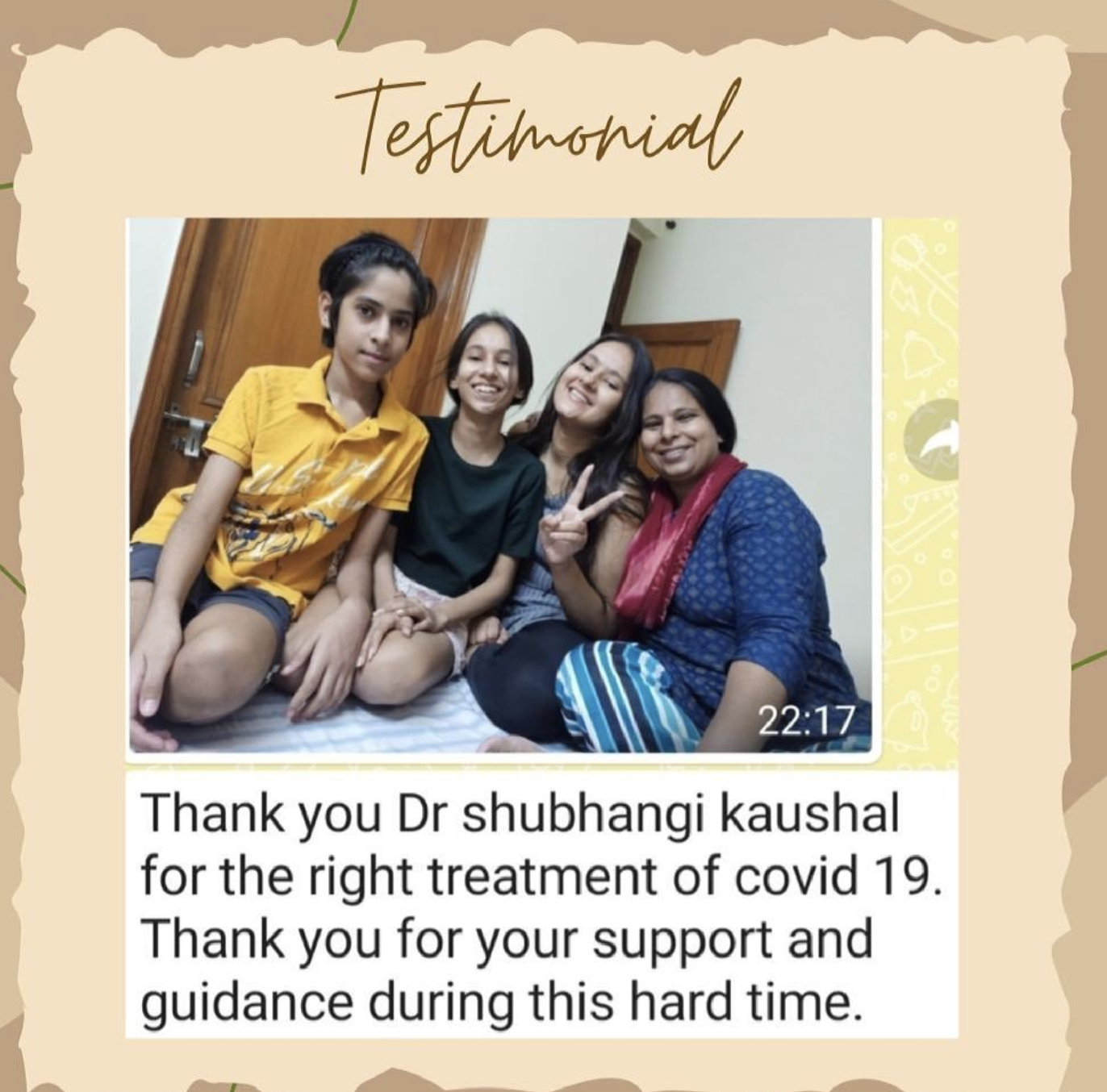 Saksham homoeopathy testimonial treated by Dr. Shubhangi Kaushal